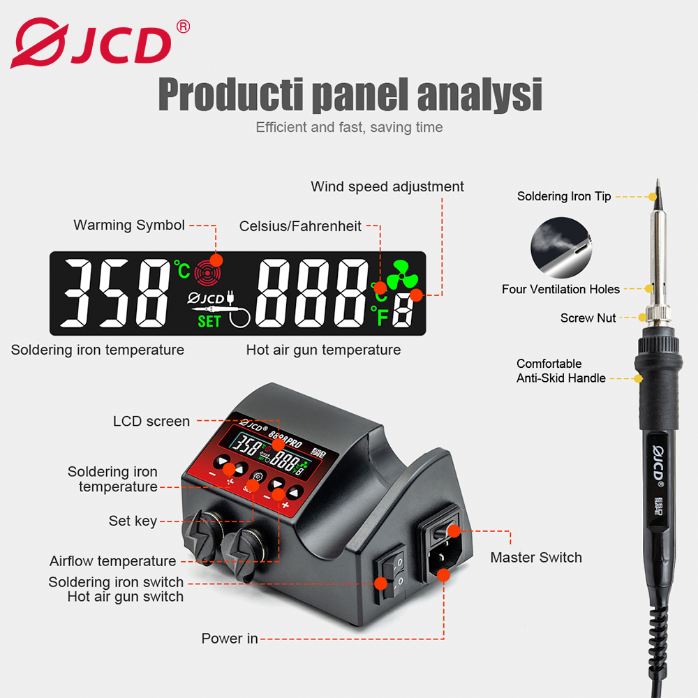 JCD 8898Pro 2 in 1 Soldering S - огляд і ціна 2 In 1 Soldering Rework Station 750W